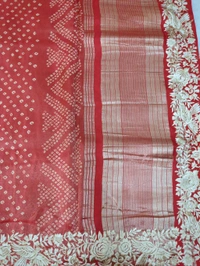 Pure Soft Tissue With Embroidery  - Red