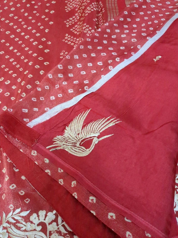 Pure Soft Tissue With Embroidery  - Red