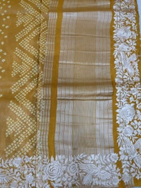 Pure Soft Tissue With Embroidery  - Yellow Orange