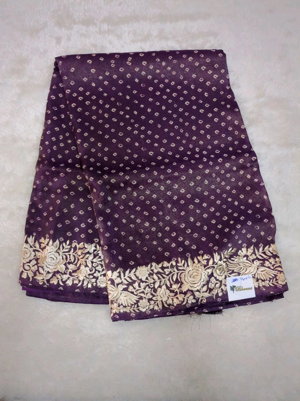 Pure Soft Tissue With Embroidery  - purple