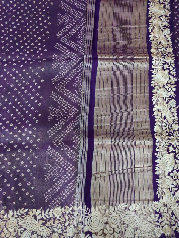 Pure Soft Tissue With Embroidery  - purple