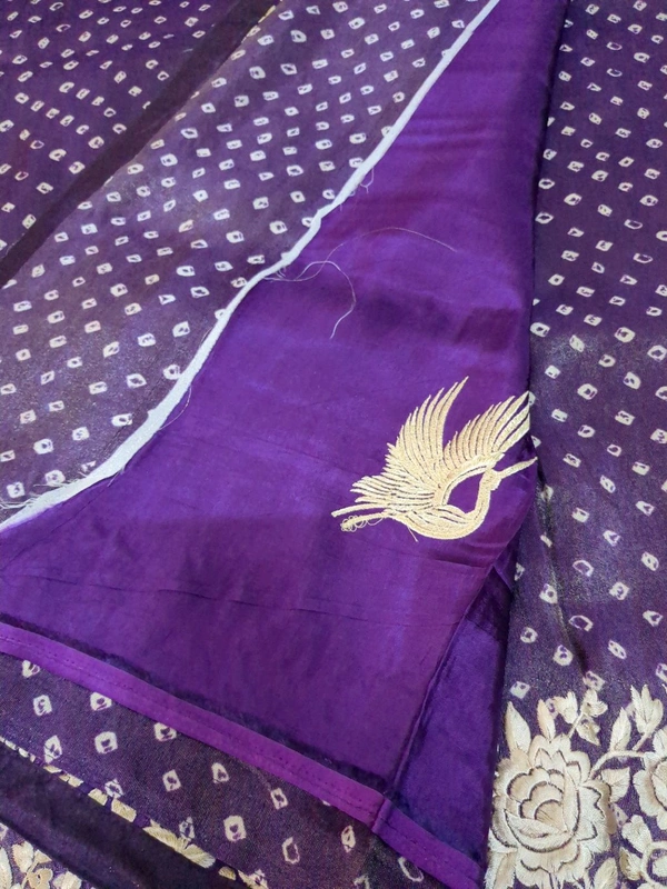 Pure Soft Tissue With Embroidery  - purple