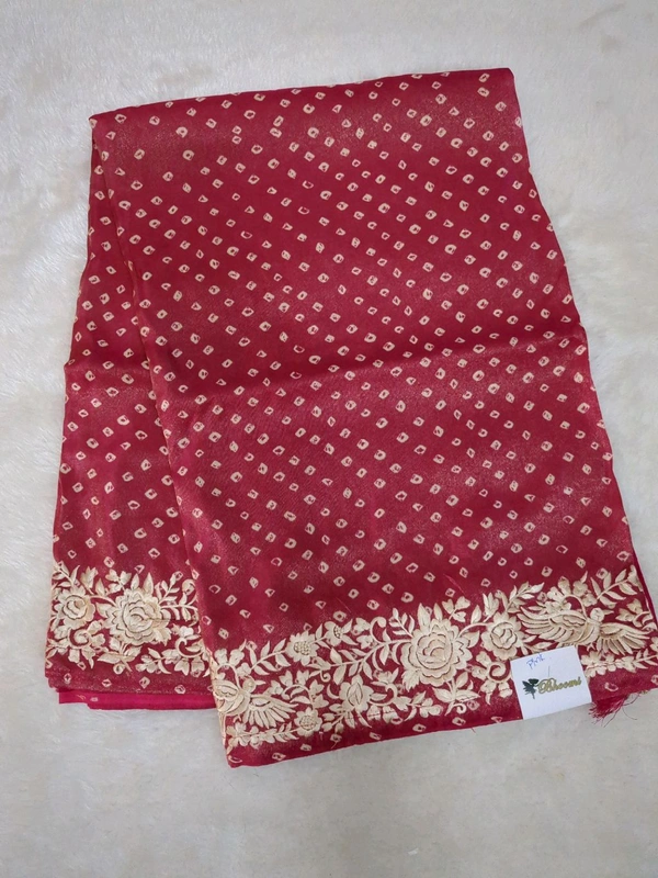 Pure Soft Tissue With Embroidery  - pink