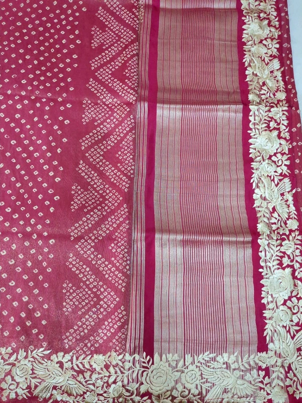 Pure Soft Tissue With Embroidery  - pink