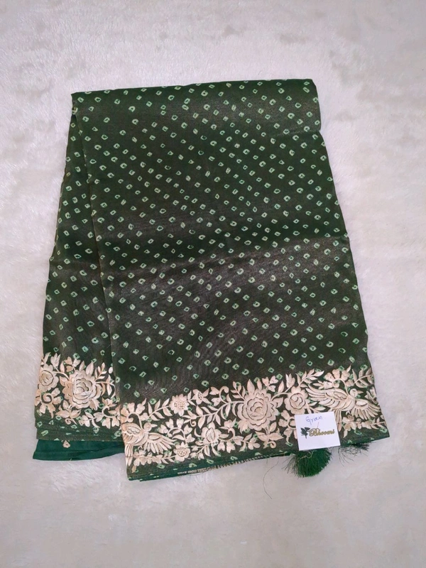 Pure Soft Tissue With Embroidery  - green