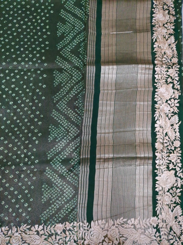 Pure Soft Tissue With Embroidery  - green