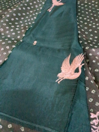 Pure Soft Tissue With Embroidery  - green