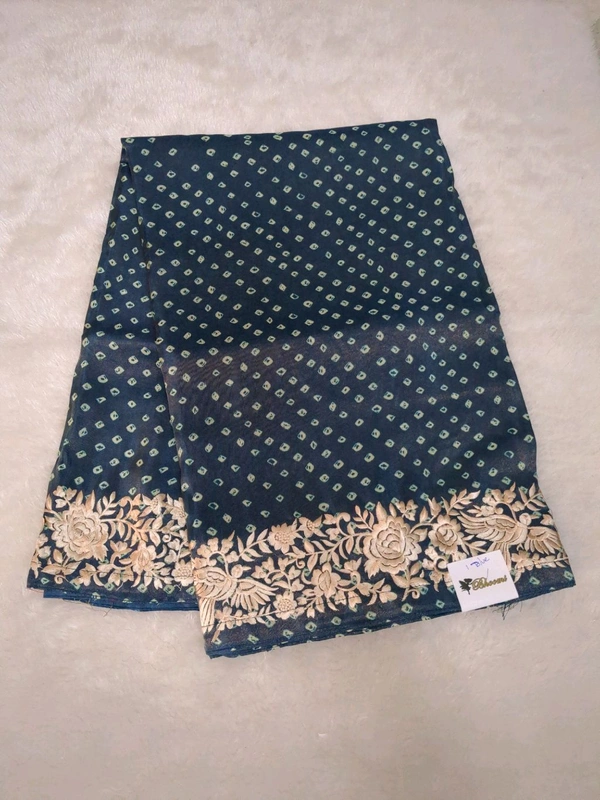 Pure Soft Tissue With Embroidery  - blue