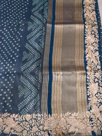 Pure Soft Tissue With Embroidery  - blue