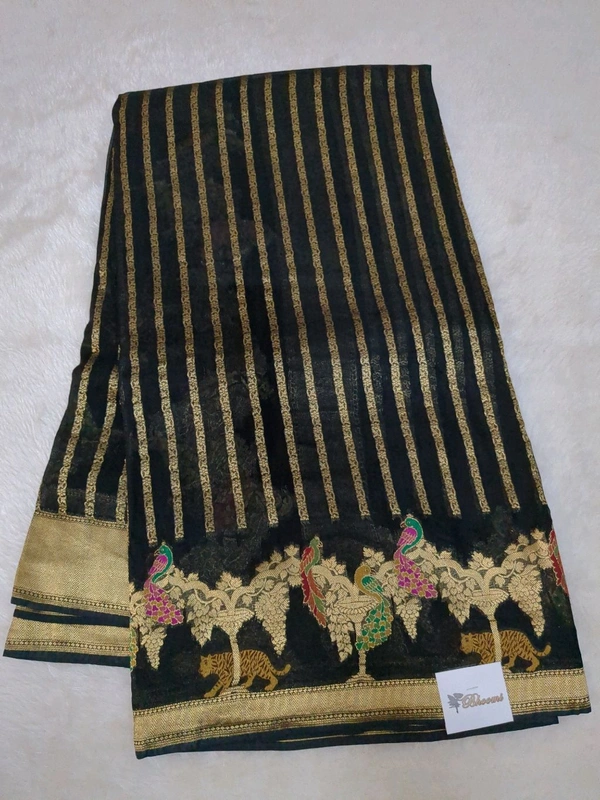 Pure Georgette Meena Work - Black