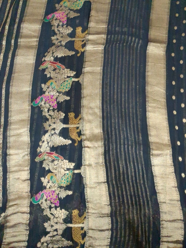 Pure Georgette Meena Work - Black