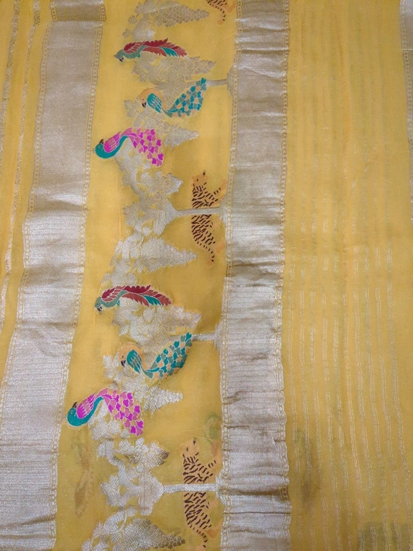 Pure Georgette Meena Work - Gold
