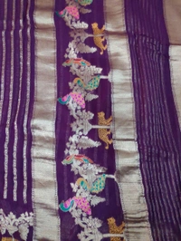 Pure Georgette Meena Work - purple