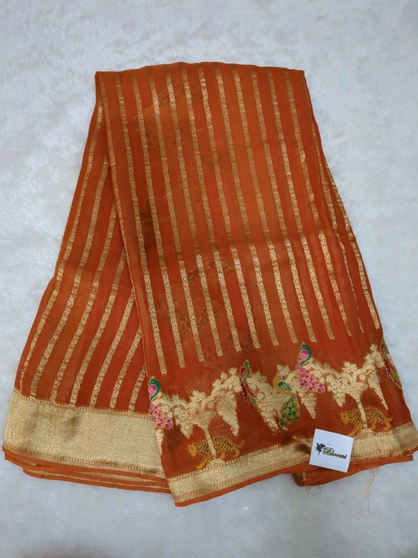 Pure Georgette Meena Work - orange