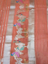 Pure Georgette Meena Work - orange