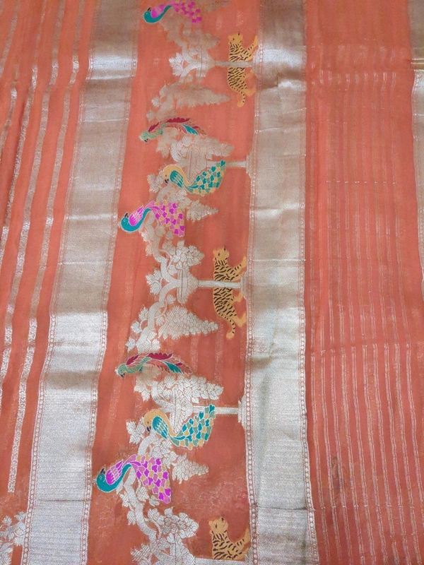 Pure Georgette Meena Work - orange