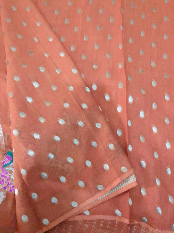 Pure Georgette Meena Work - orange