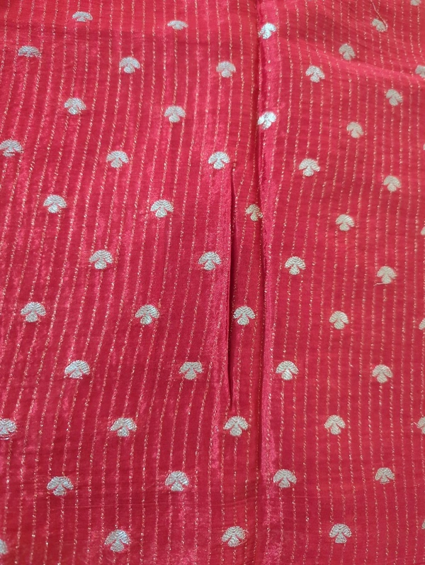 Pure Chinnon Designer With Embroidery  - Red