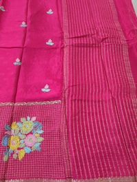 Pure Chinnon Designer With Embroidery  - pink