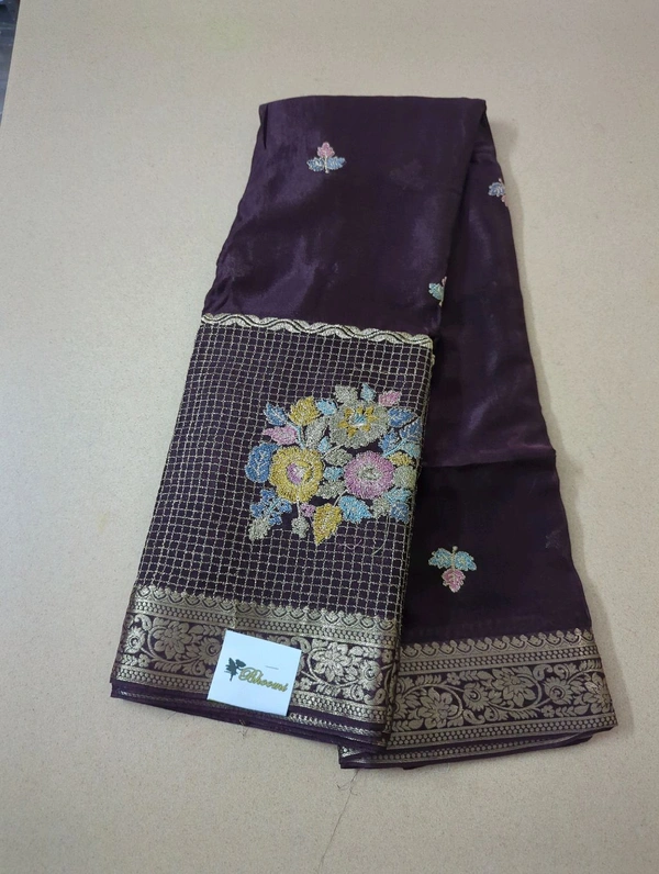 Pure Chinnon Designer With Embroidery  - Morocco Brown