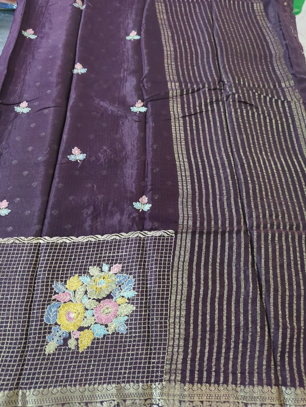 Pure Chinnon Designer With Embroidery  - Morocco Brown