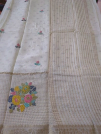 Pure Chinnon Designer With Embroidery  - White