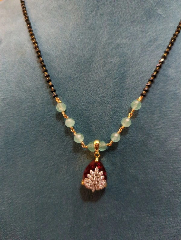 Diamond Copy Black Beads  - Red