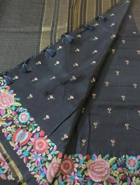 Pure Dola Checks Embroidery - Black