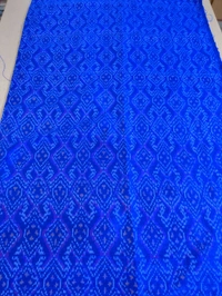 Pure Handloom Ikkat Raw Silk Fabric  Meter Ways - 1 Meter, Blue
