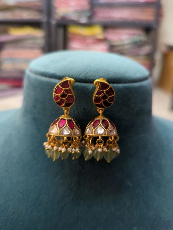 Cute gold copy Jadur Kundan Jumkies - vz