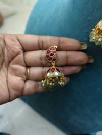 Cute gold copy Jadur Kundan Jumkies - vz