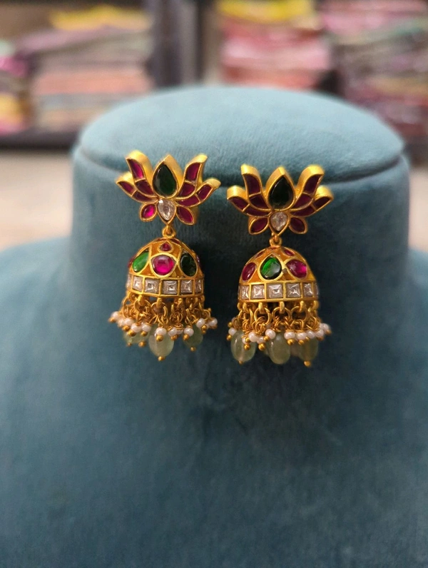 Premium Jadua Kundan Jumkies  - vz