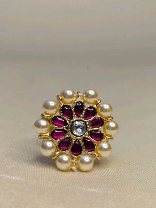Jadua Kundan Finger Ring  - Vz