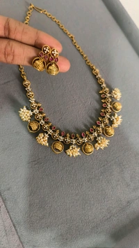 Designer Neck Set Without God Motive - ruby