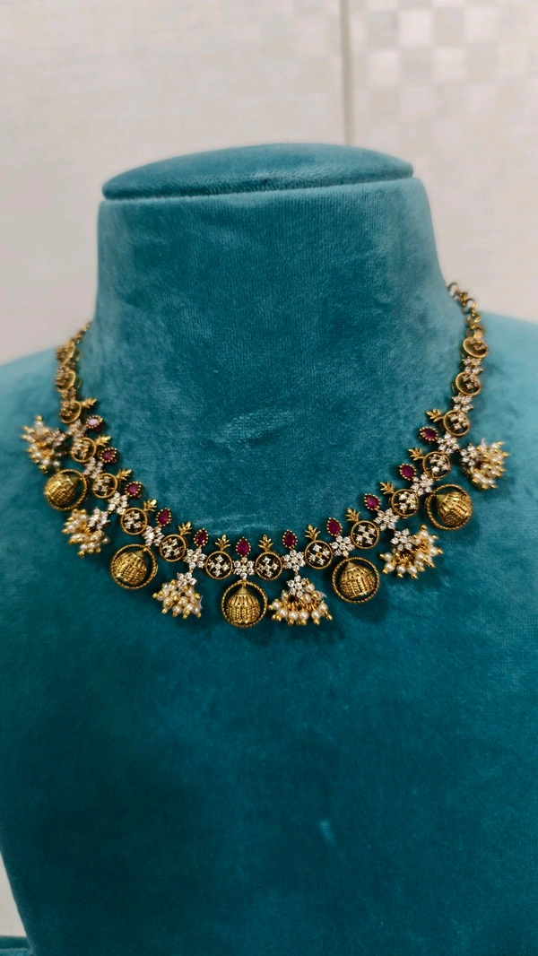 Designer Neck Set Without God Motive - ruby