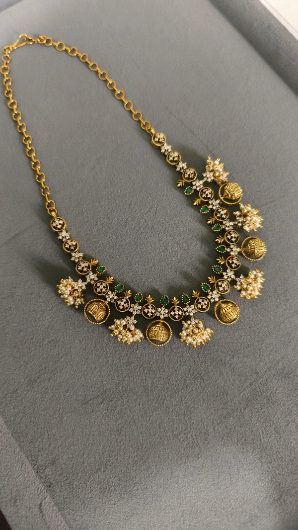 Designer Neck Set Without God Motive - Green