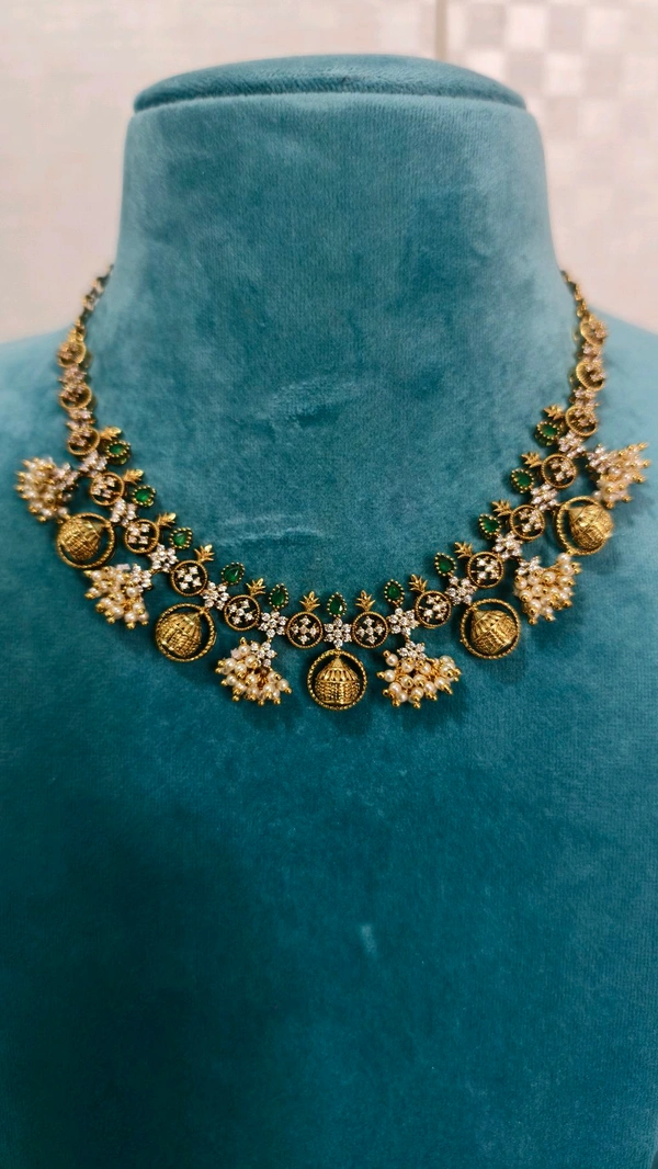 Designer Neck Set Without God Motive - Green