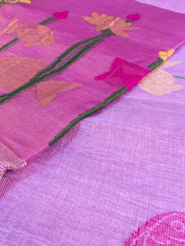 Pure Silk Lenin Jamdhani - Blush Pink