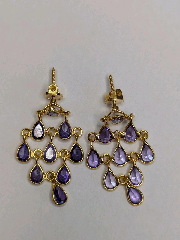 Polki Stone Earrings  - Vz, Violet