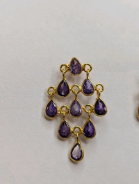 Polki Stone Earrings  - Vz, Violet