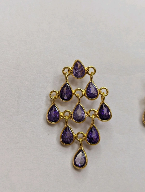 Polki Stone Earrings  - Vz, Violet