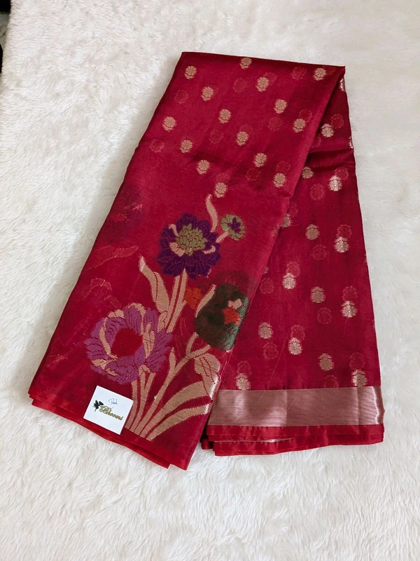 Fancy Organza Jamdhani - Red