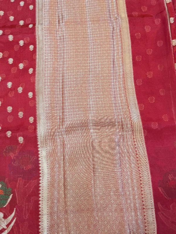 Fancy Organza Jamdhani - Red