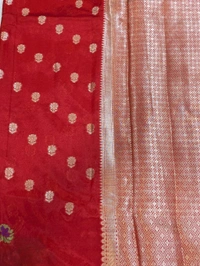 Fancy Organza Jamdhani - Red Orange