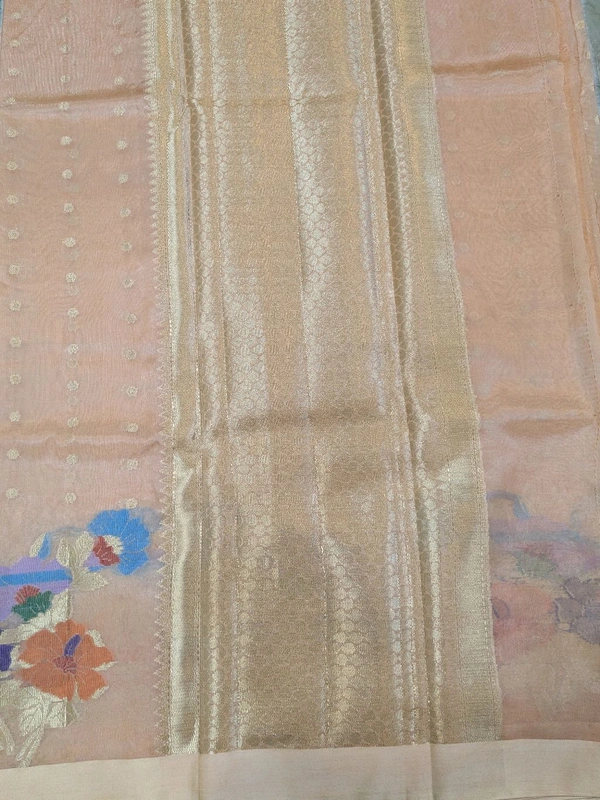 Fancy Organza Jamdhani - Peach