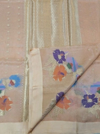 Fancy Organza Jamdhani - Peach