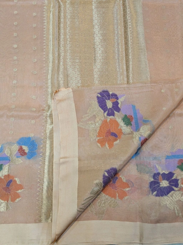 Fancy Organza Jamdhani - Peach