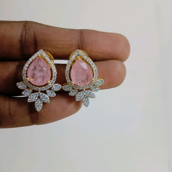 Beautiful Diamond Copy Stud's  - Vz, pink