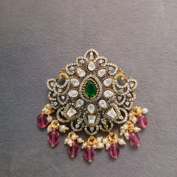 Victorian Pendant With Mossonites - pink