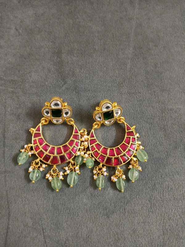 Jadai Kundan Chandbali Earrings 